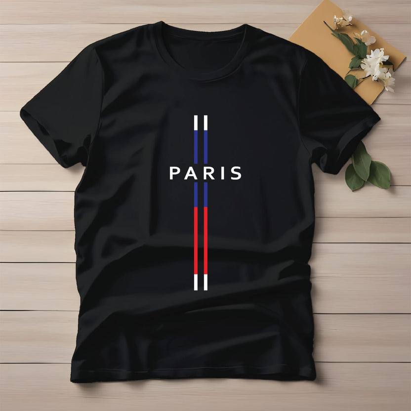 Half Sleeve t-shirt print PARIS vertical line