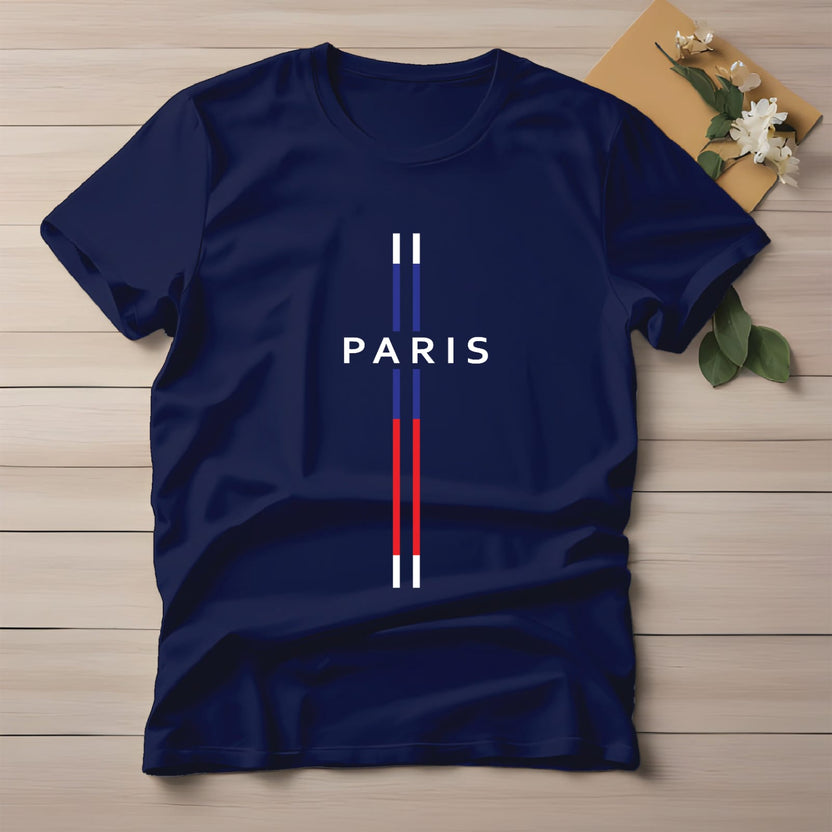 Half Sleeve t-shirt print PARIS vertical line