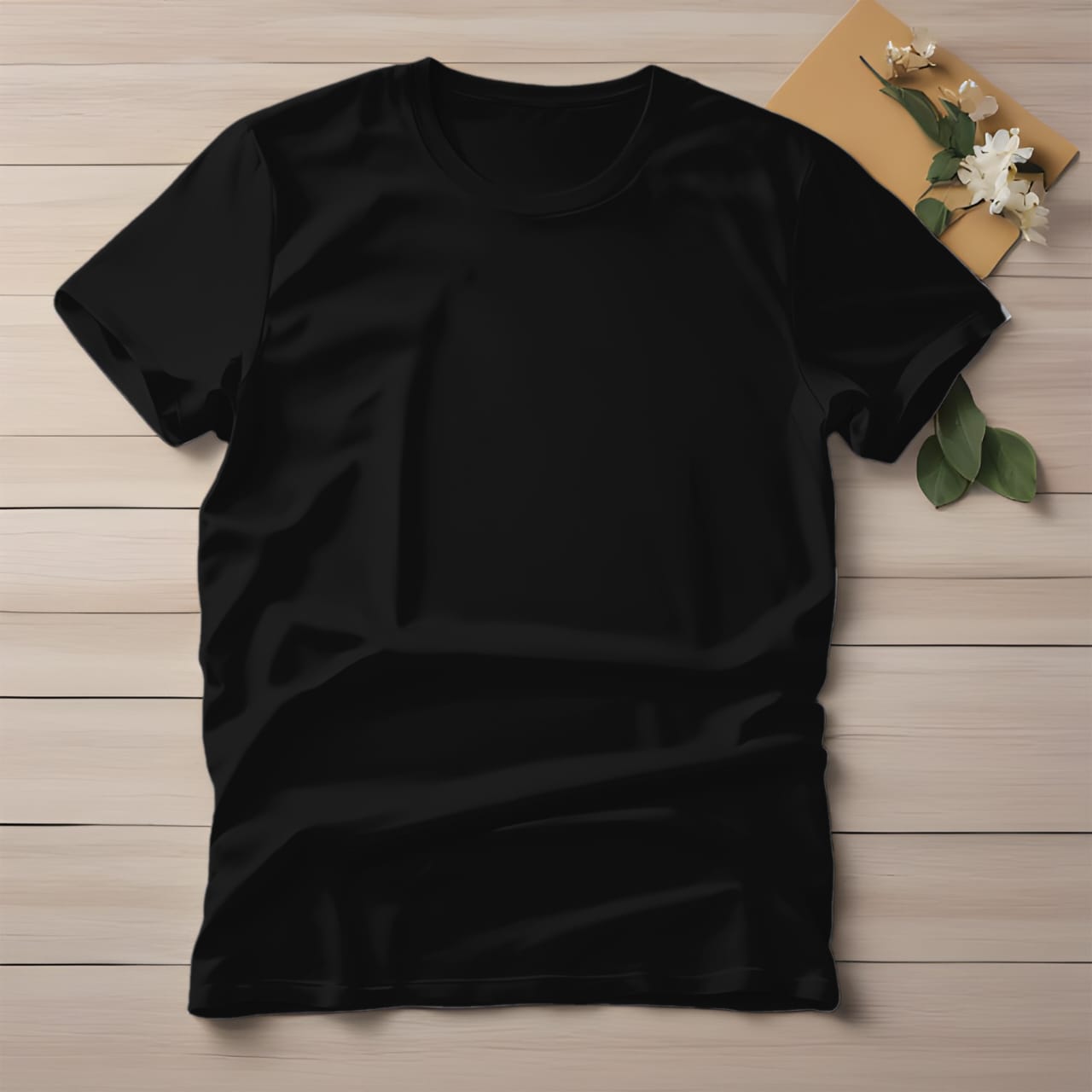 Half Sleeve Solid Premium Cotton T-shirt-Black